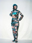 Multicolour Blue Silk Unisex Zentai Suit